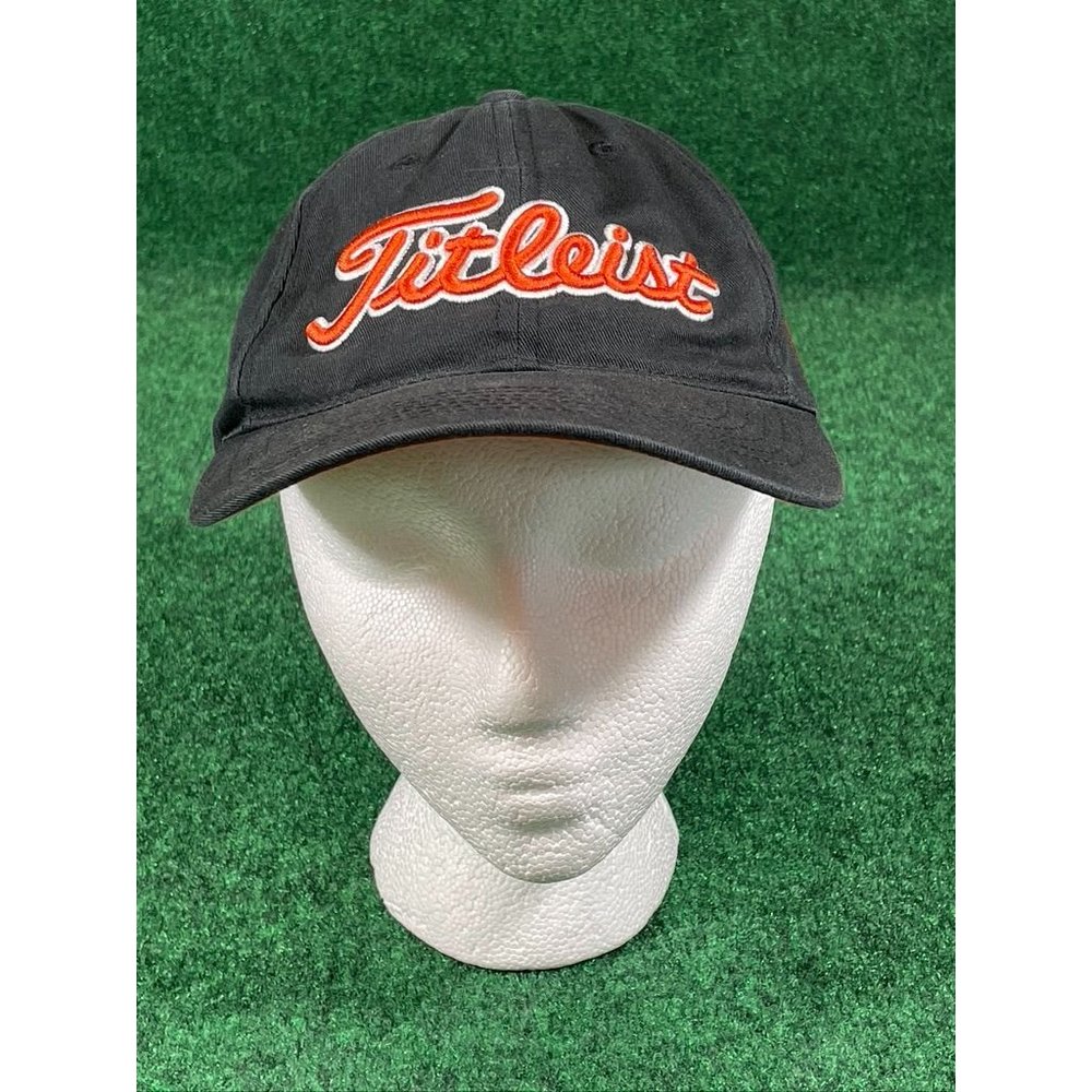 Titleist x Footjoy FJ Golf Hat‎ Cap Black Orange Cotton Adjustable Strapback